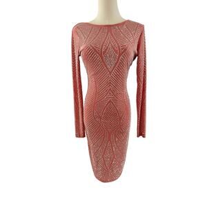 Bump Biddy Maternity Mauve Pink Bodycon Long Sleeve Dress with Rhinestones Sz M